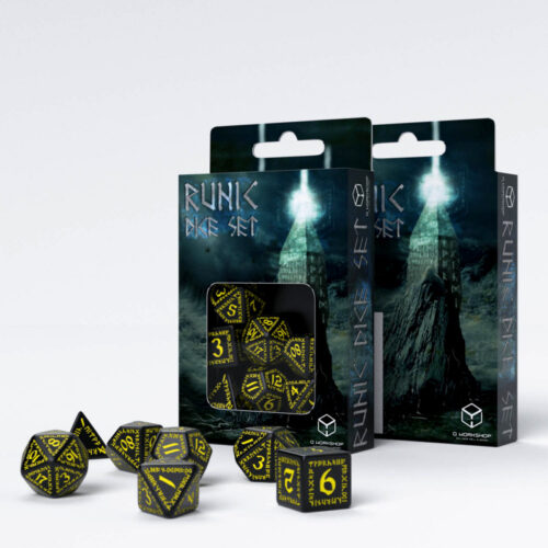 Runic Black & yellow Dice Set (7)