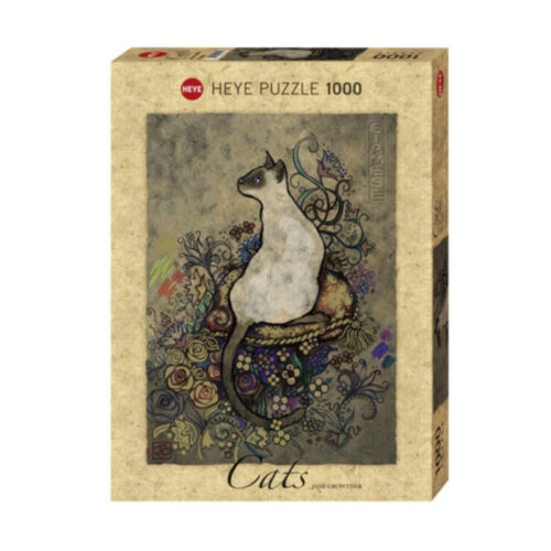 Παζλ Heye 1000 κομματιών με λευκή γάτα και καλλιτεχνικό φόντο – σειρά Cats
