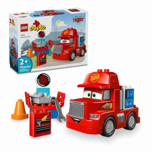 LEGO DUPLO 10417 Mater στο Πίτ Στοπ με παιδί που παίζει και κουτί συσκευασίας