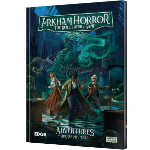 Arkham Horror RPG περιπέτειες – εξώφυλλο του βιβλίου με σκηνές τρόμου και ανακριτές
