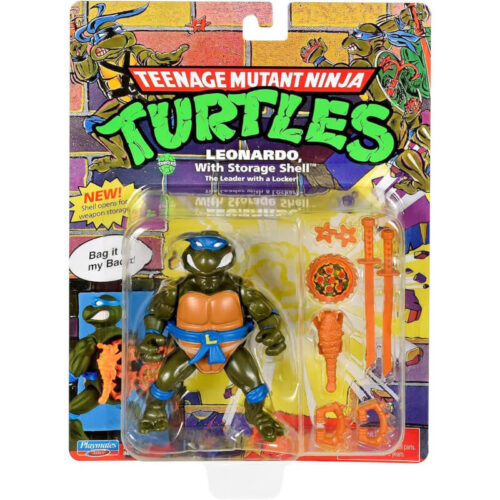 tmnt leonardo storage shell figure 1980s με εξοπλισμό και κέλυφος