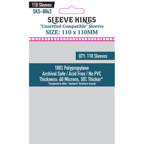 Sleeve Kings : "Unsettled" Compatible Sleeves 60 Microns (110 x 110mm) – 110