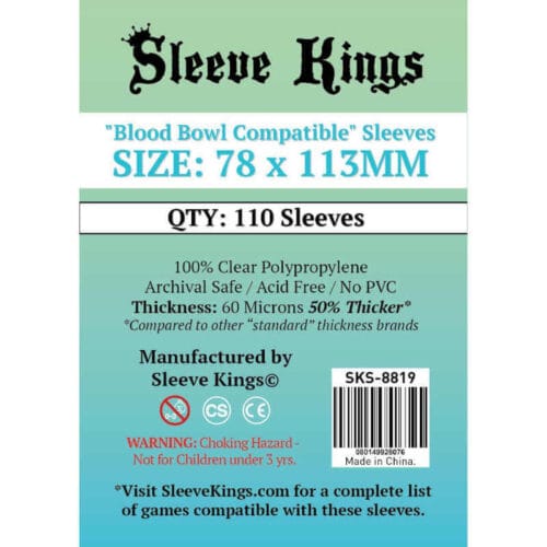 Sleeve Kings : Blood Bowl Compatible Sleeves 60 Microns (78x113mm) – 110