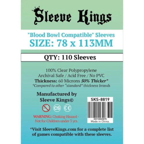 Sleeve Kings : Blood Bowl Compatible Sleeves 60 Microns (78x113mm) – 110
