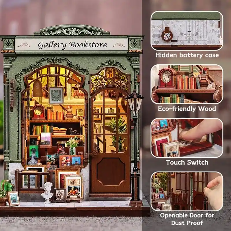 Miniature House Model Kit Gallery Bookstore 20 x 16 cm - Image 3