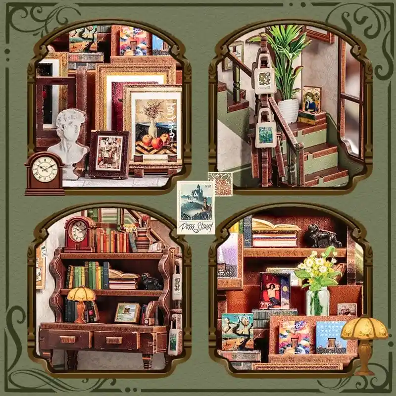 Miniature House Model Kit Gallery Bookstore 20 x 16 cm - Image 4